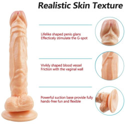 10 Inch Harness Strap on Cock Realistic Flesh Large Dildo Flexible Penis with Powerful Suction Cup for Lesbian Couples
